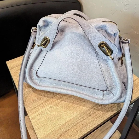 NWOT Chloé Medium Leather Satchel | Cashmere Gray with brass trim- Authentic - Picture 5 of 11